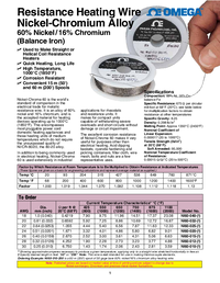 Thumbnail of document Data Sheet - NI60-012-50 1850°F Max 60 Nickel 16 Chromium Resistance Heating Wire